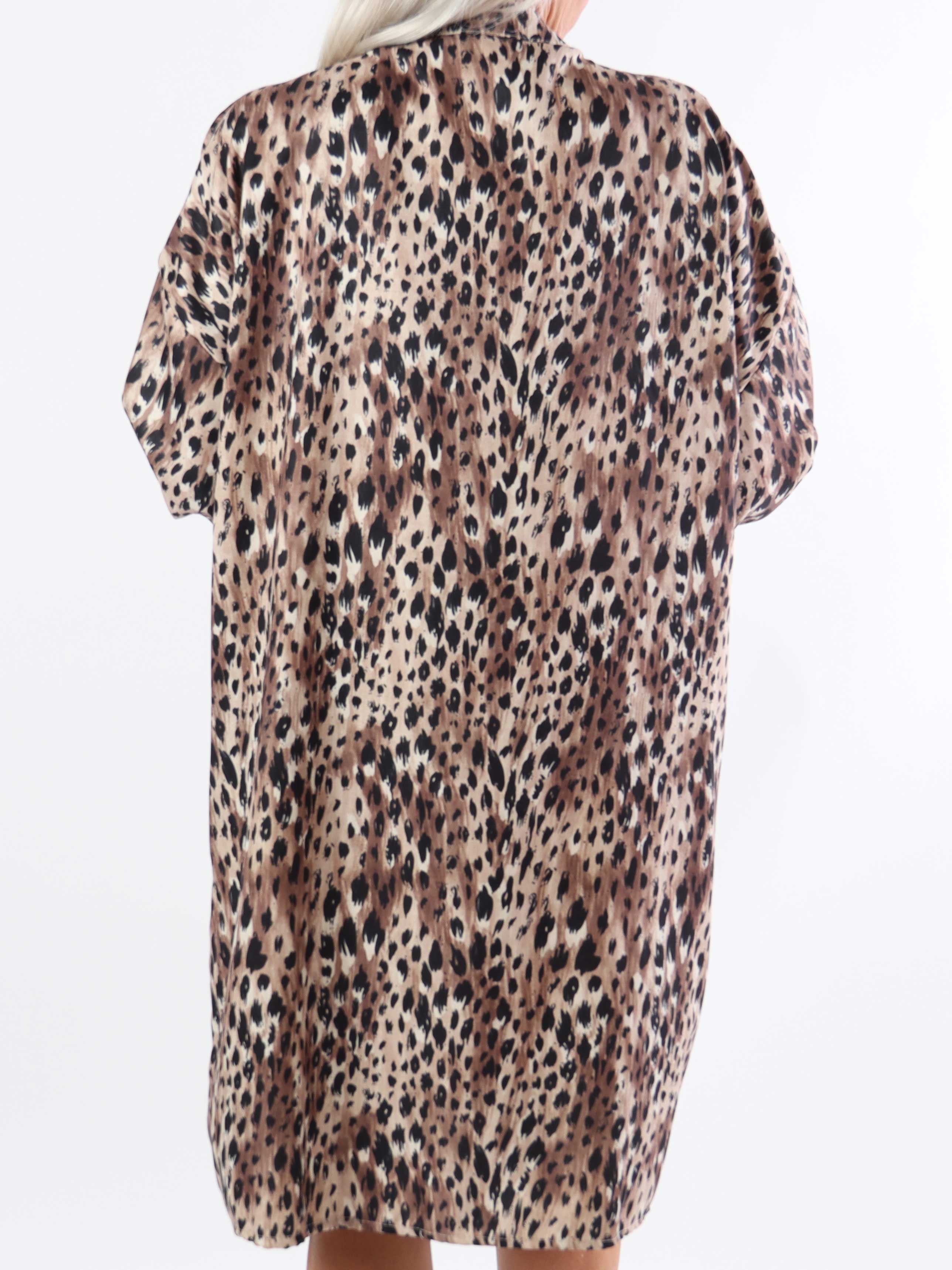 Cassia Animal - Plus size tunikakjole med flæser ved brystet